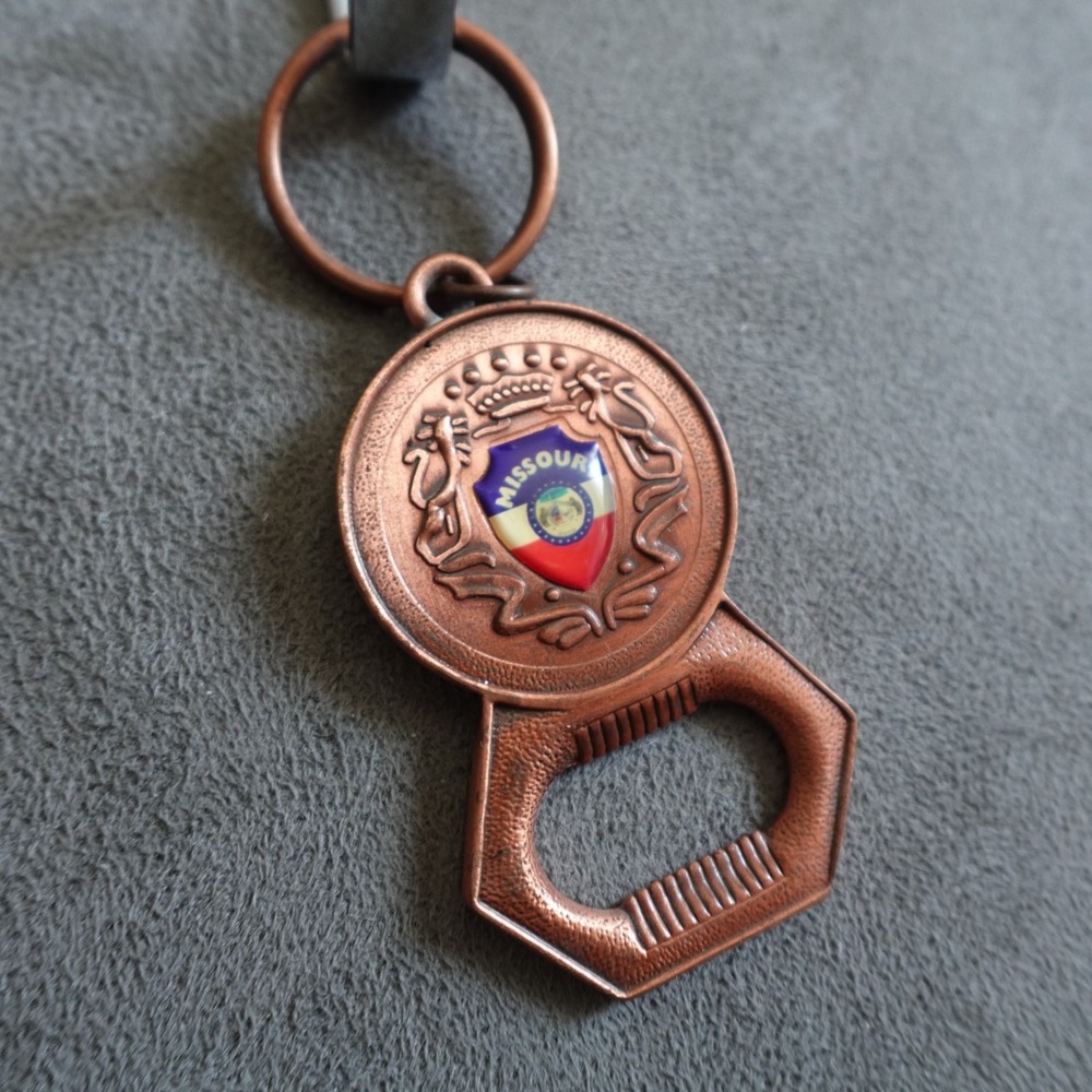Missouri Bottle Opener Keychain Metal Crest Novelty Route 66 Destination Travel